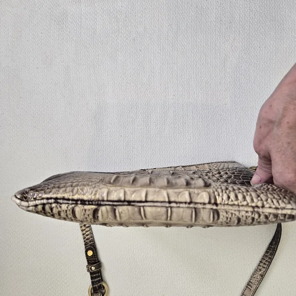Brahmin Tan/Brown Crocodile Embossed Crossbody Bag - Picture 8 of 11